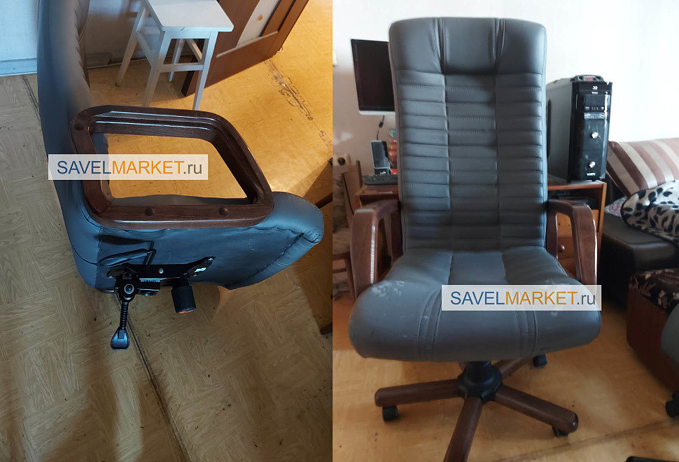 Ремонт кожаного кресла, замена газлифта L100 на высокий L140, SavelMarket