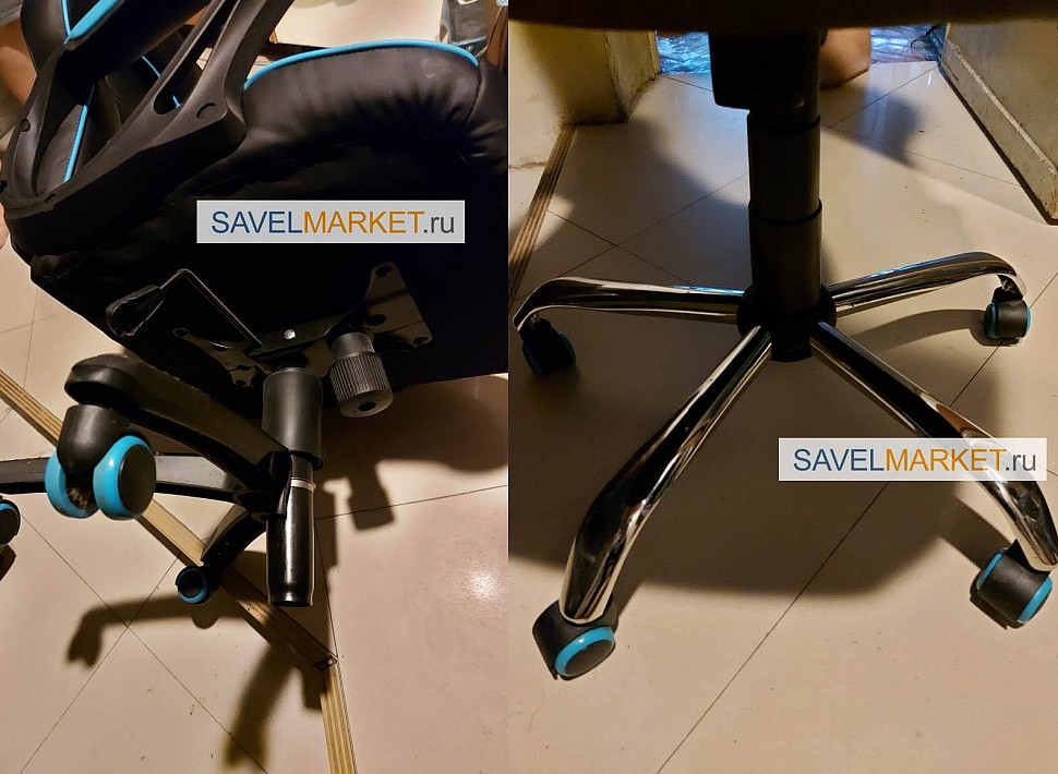 Ремонт игрового кресла - замена пластиковой крестовины на металлическую D70, Пластиковая крестовина раскололась пополам, Для замены была выбрана самая крепкая стальная крестовина D70 с повышенной рабочей нагрузкой