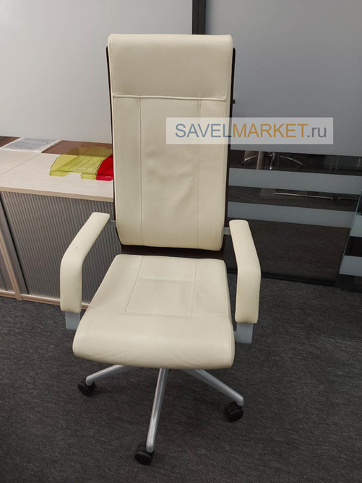 Ремонт компьютерного, кожаного кресла, белого цвета, Savelmarket