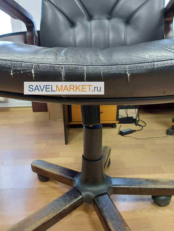 Ремонт кожаного кресла в офисе - замена газлифта на усиленный Stabilus Германия, вызвать мастера - Savelmarket ru